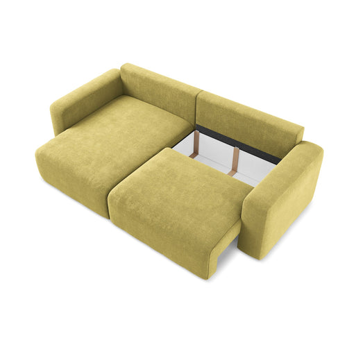LaMiaSofa hoekbank links Ostia - chenille stof - limoengroen - 244x149x79