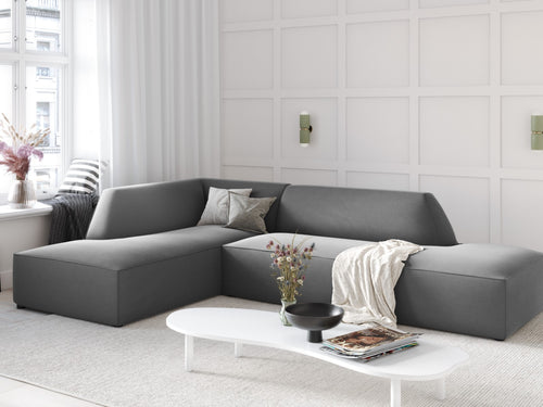 Micadoni linker hoekbank Ruby 4-zits, flueel, grijs - 180x273x69cm