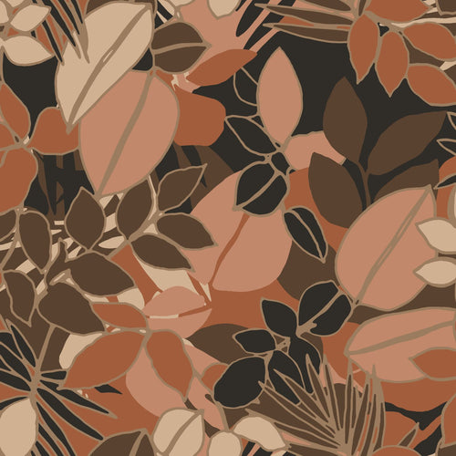 ESTAhome behang bladeren terracotta roze, bruin en zwart - 50 x 900 cm - 139850 - vtwonen shop