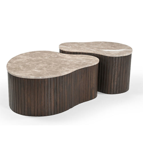 Starfurn Salontafel Nomi - Organisch Hout/Marmer - 70x50x38cm