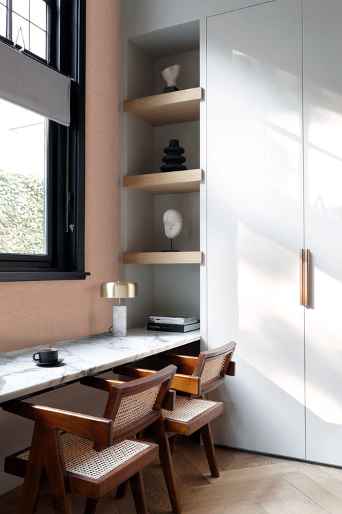 Origin Wallcoverings behang linnenstructuur terracotta - 53 cm x 10.05 m - 348013