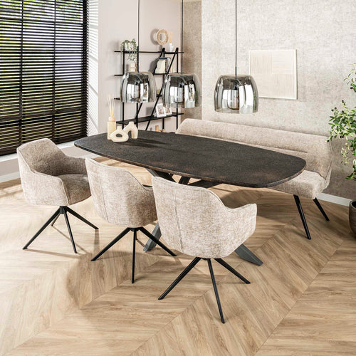 Giga Meubel Eettafel Metallic - Grijs Staal - 215x105x77cm