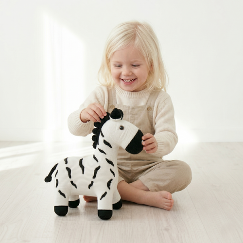 Pintado & Lacado knuffeldier Zebra - wit - 40 cm