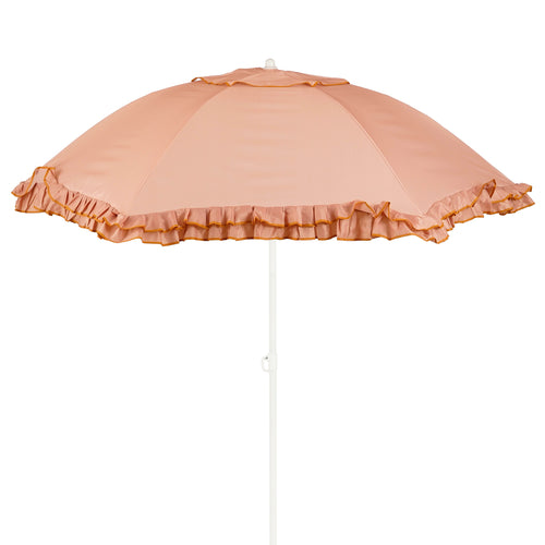 Mica Decorations Kantelbare Parasol met Ruches - Stokparasol 238 x Ø195 cm - Tuin of Balkonparasol - Polyester, Staal - Perzik
