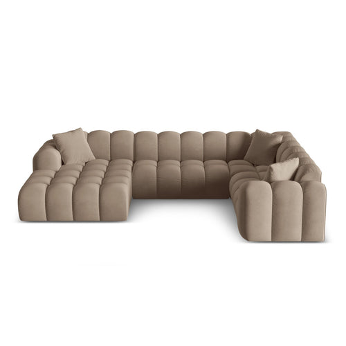 Cosmopolitan Design - Panoramische hoekbank rechts Treno 4-zits, flueel cappuccino - 240x330x70cm