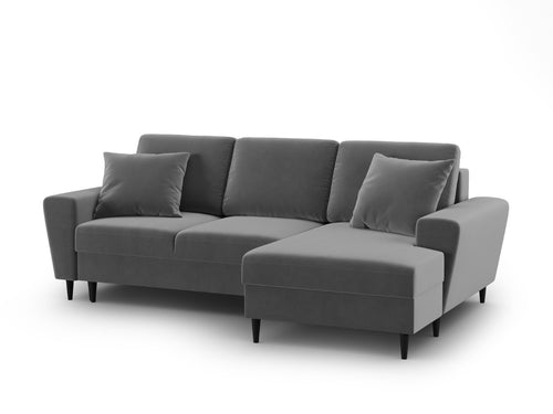 Cosmopolitan Design Converteerbare hoekbank rechts met opbergdoos Kyoto 4-zits, flueel lichtgrijs - 145x241x88cm