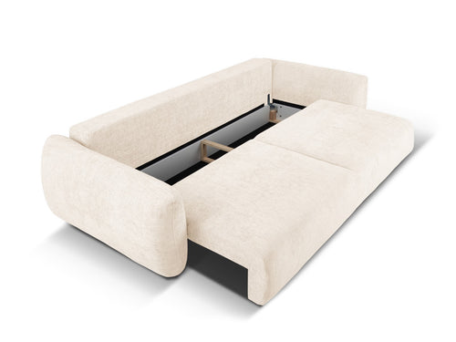 Cosmopolitan Design Slaapbank met opbergdoos Matera 3-zits, chenille, lichtbeige - 108x240x86cm