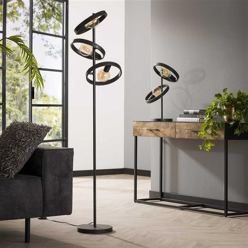 Giga Meubel Vloerlamp Hover - Zwart Metaal - 3-Lichts - 40x40x155cm