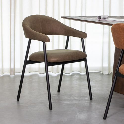 LABEL51 Eetkamerstoel Amaze - Bruin Stof - Zithoogte 50cm - Set van 2 - vtwonen shop