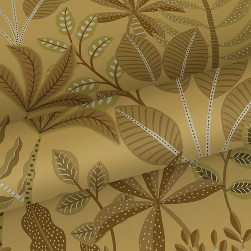 ESTAhome behang bladeren donker geel - 50 x 900 cm - 139814 - vtwonen shop