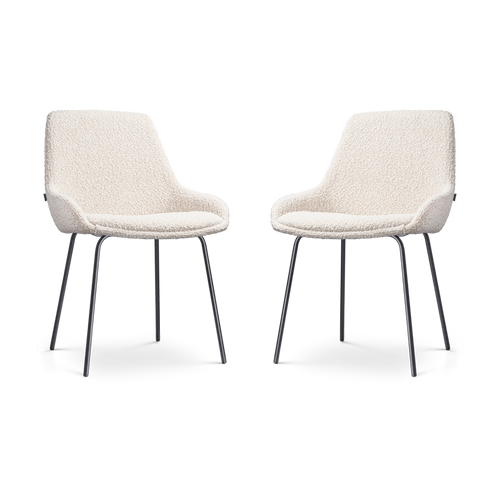 Nolon Nora-Isa Eetkamerstoelen Set van 2 - Bouclé Beige - Zwart - vtwonen shop