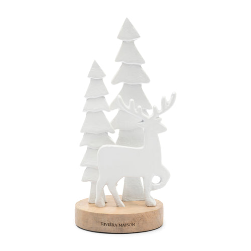 Rivièra Maison RM Christmas Trees&Deer Decoration - Mangohout, Aluminium - Wit - vtwonen shop