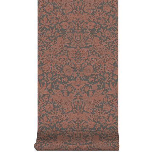 William Morris at Home Vliesbehang - Strawberry Thief Fibrous Charcoal