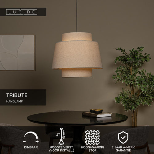 Lucide hanglamp TRIBUTE - 1xE27 - Beige