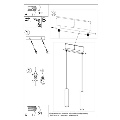 Sollux Lighting Hanglamp LUVO 2 - 30x6x90cm