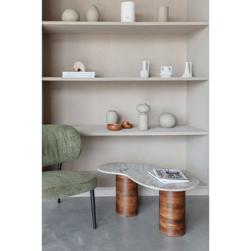 Housecraft Living Peli Salontafel 84x48 cm Marmer/ Hout   - Beige