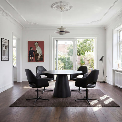 Furnhouse eetkamerstoelen armleuning Luna - Zwart - Kunstleer - Set van 6