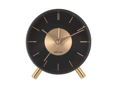 Karlsson wekker Gold Disc - zwart - Ø11cm - vtwonen shop