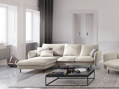 Cosmopolitan Design linker hoekbank Vienna 5-zits, structurele stof, lichtbeige - 170x255x95cm