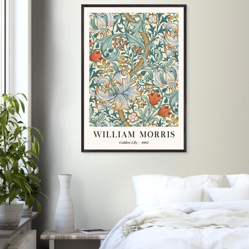 Artfulprints Poster met Lijst William Morris - Golden lilly II 1882   - 30x40 cm - Groen