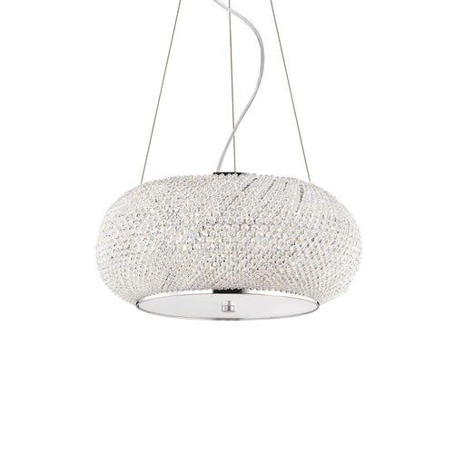 Ideal Lux Pasha' - 6-lichts plafondlamp chroom met kristallen, E14