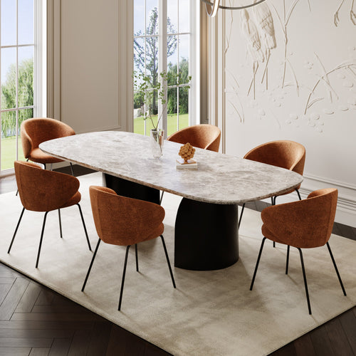 Sia Home - Eetkamerstoel LUNA - Fluweel met structuur - Terracotta - 53.5cm - vtwonen shop