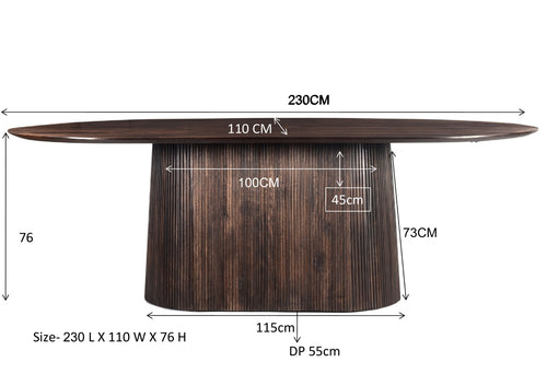 Livingfurn eetkamertafel Salvator Walnut - 230cm - mangohout