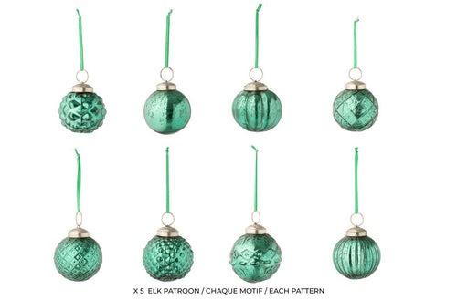 J-Line kerstbal 8 Patronen - glas - groen - doos van 40