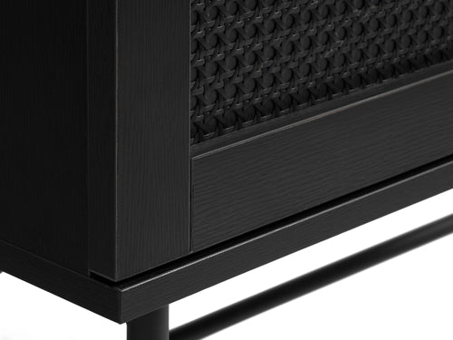 Rebellenclub Wandkast Berley - Zwart met Rattan