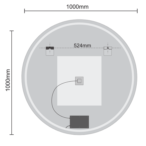 LOMAZOO badkamerspiegel Austin - met LED verlichting & anti condens - rond - 100 cm