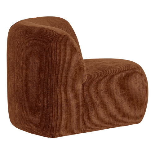 WOOOD hoekelement rond Mojo Base - Ribstof - Roestbruin - 74x110x110