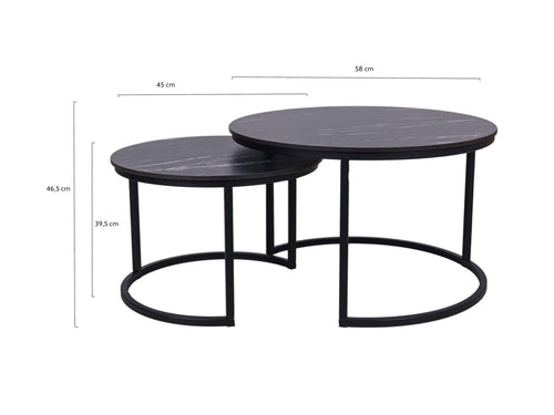 MaximaVida ronde salontafel set Firenze 58 en 45 cm - zwart HPL marmer look - vtwonen shop