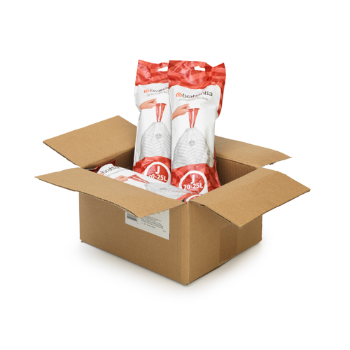 Brabantia PerfectFit Afvalzak, code J, 20-25 liter, 120 stuks, set van 6 rollen - White