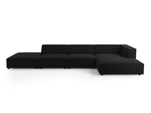 Cosmopolitan Design rechter hoekbank Arendal 5-zits, flueel, zwart - 166x341x70cm