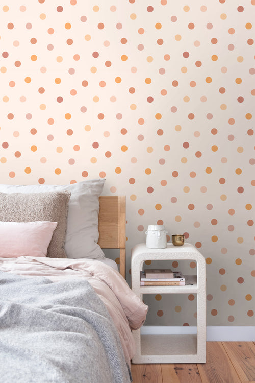 ESTAhome behang stip roze en oranje - 50 x 900 cm - 131625