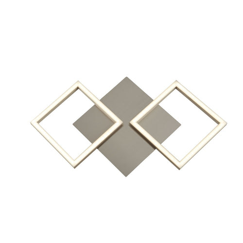 Searchlight ART - 2 Light Square Led Wall, Flush Fitting - Satijn Zilver