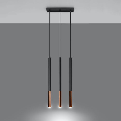 Sollux Lighting Hanglamp MOZAICA 3L zwart/koper - 30x5x90cm