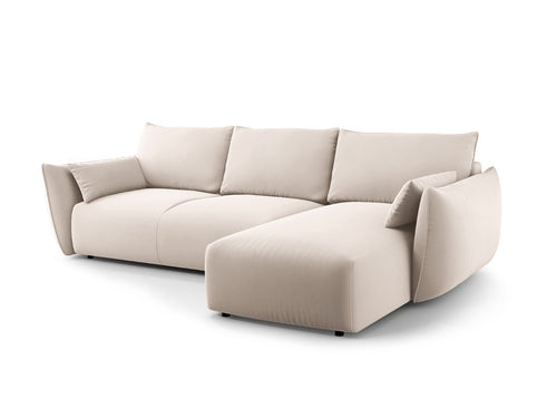 Cosmopolitan Design Converteerbare hoekbank rechts met opbergdoos Matera 4-zits, flueel beige - 173x253x86cm