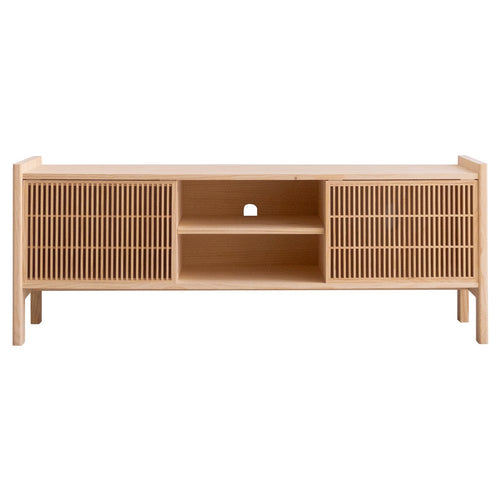 Naan Furniture TV-meubel Tarida vinyl - Massief natuurlijk hout - ongelakt - 151.2 cm - vtwonen shop