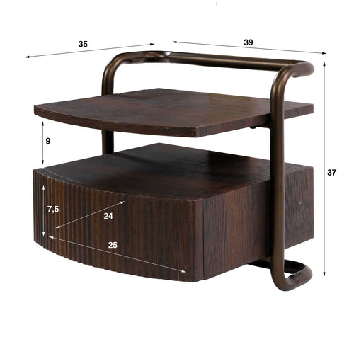 Giga Living Nachtkastje Bend - Donkerbruin Hout - 40x35x35cm