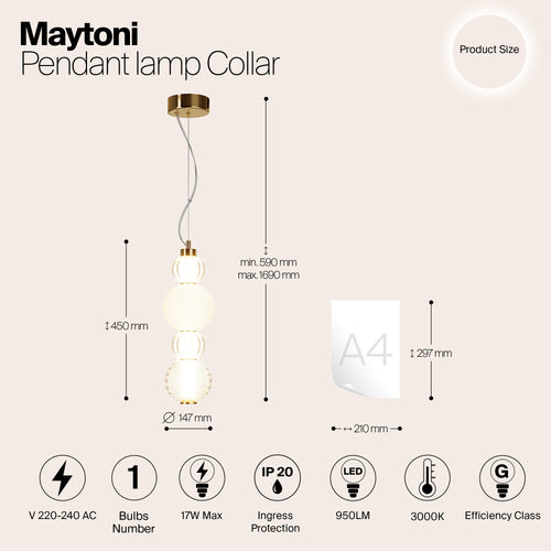 Maytoni - Hanglamp Collar - Goud - Ø14,7 - vtwonen shop