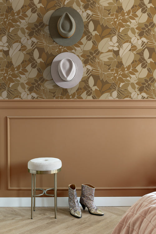 ESTAhome behang bladeren bruin en beige - 50 x 900 cm - 139849 - vtwonen shop