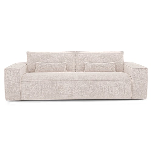 Premium Interiors - Express-slaapbank JUNE - gewaafd fluweel crème 216cm