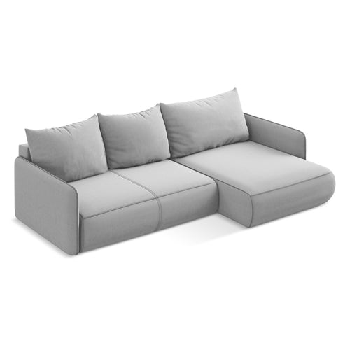 LaMiaSofa hoekbank rechts Palermo - velours - grijs - 240x148x86