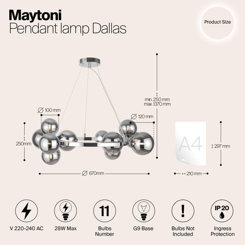 Maytoni - Hanglamp Dallas - Chroom - Ø67 - vtwonen shop
