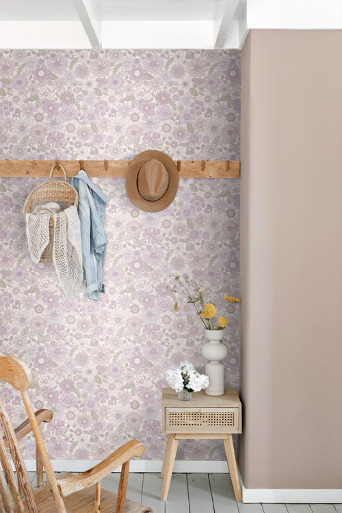 ESTAhome behang retro bloemen lichtpaars - 50 x 900 cm - 131246 - vtwonen shop