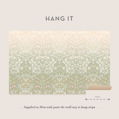 William Morris at Home Fotobehang - Blackthorn Sage & Pink - 400x250 cm - vtwonen shop