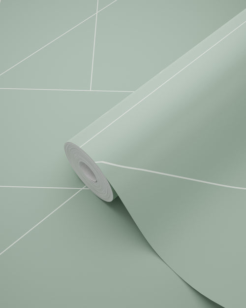 ESTAhome behang grafische lijnen vergrijsd mintgroen - 53 cm x 10.05 m - 139453