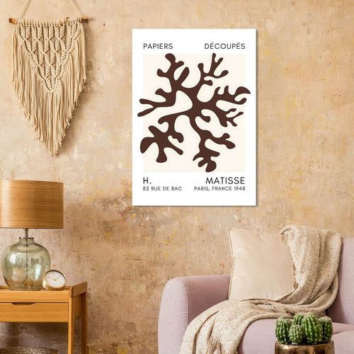 Artfulprints Poster Matisse – Dreamy coral flower brown   - 70x100 cm - Bruin