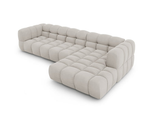 Cosmopolitan Design Modulaire hoekbank rechts Sky 4-zits, flueel, lichtbeige - 162x300x70cm